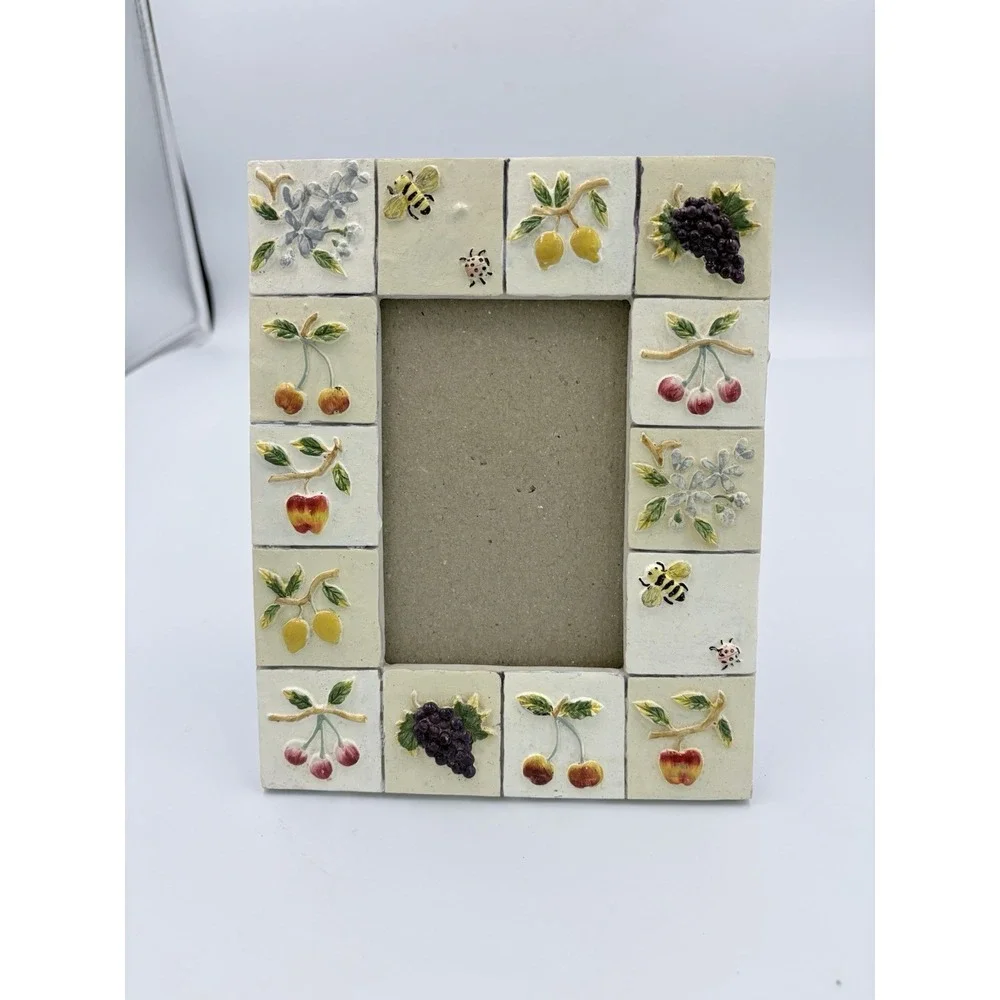 Vintage Fruit Floral Bee Tile Art 6x7 Picture‎ Frame 3x5 Picture No Glass Rd